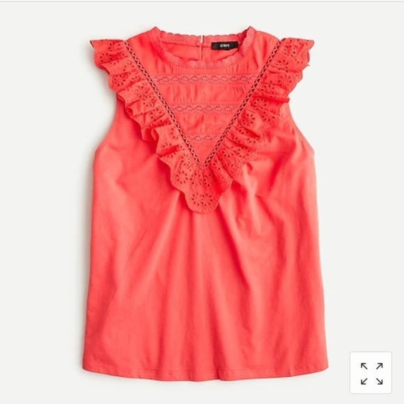J Crew Eyelet ruffle-front tank AW141 - Picture 3 of 4